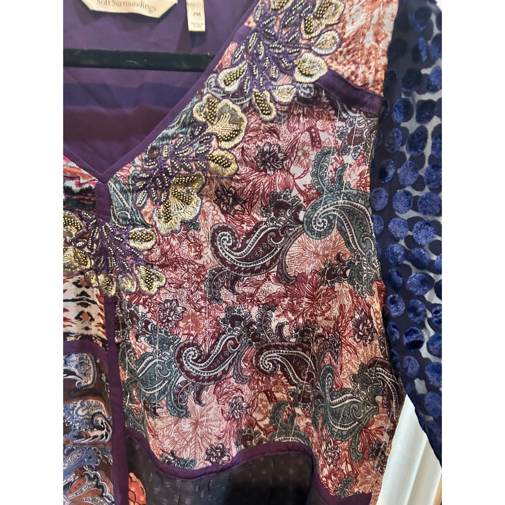 Soft Surroundings Patchwork Tunic Blouse Top Flor… - image 4